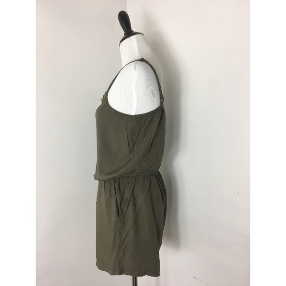 5/$15 Olive Green Romper with Beaded Top - Picture 4 of 5